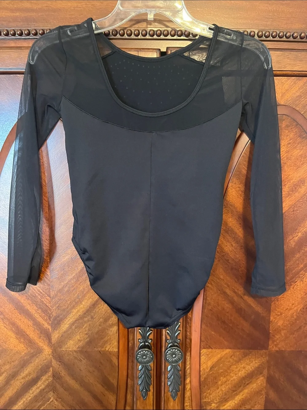 Justice Black Long-Sleeve Dance Leotard with Rhinestones